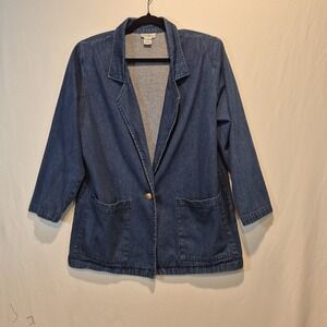 Vtg Hunters Run Denim Blazer Sm Womens Oversized 70s Retro Y2K Style  Boyfriend